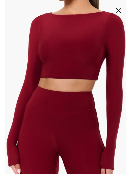 naked wardrobe Tops - Naked Wardrobe Long Sleeve Crop Top Burgundy Sz M New